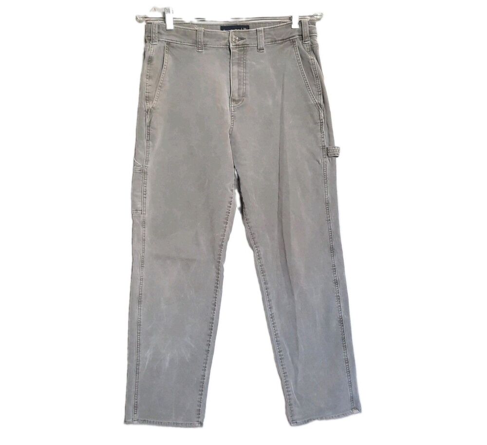 Abercrombie Fitch Grayish Green Canvas Carpenter Pants Tag 31x30  Measures 31x28